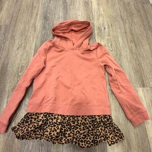 Tucker + Tate Coral Hooded Sweatshirt with Leopard Ruffle